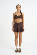 Brown sculpting sports bra built in cups Godde888 women's activewear gym pilates