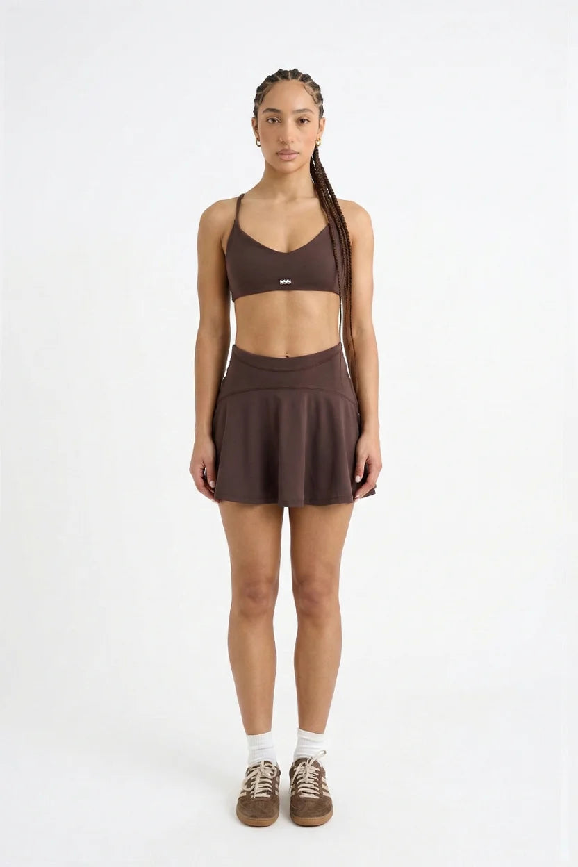 Brown sculpting sports bra built in cups Godde888 women's activewear gym pilates