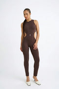 Brown cutout sculpting jumpsuit Godde888 women's activewear gym