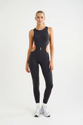 Black cutout sculpting jumpsuit Godde888 women's activewear gym