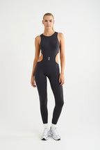 Black cutout sculpting jumpsuit Godde888 women's activewear gym