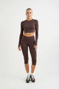 Brown high waist sculpting leggings Godde888 women's activewear gym pilates