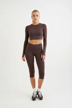 Brown high waist sculpting leggings Godde888 women's activewear gym pilates