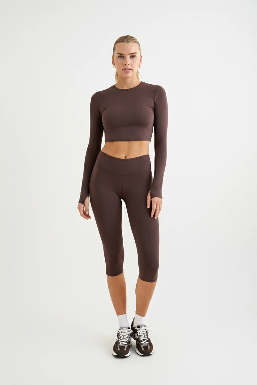 Brown high waist sculpting leggings Godde888 women's activewear gym pilates