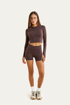 Brown high waist sculpting shorts Godde888 women's activewear gym pilates