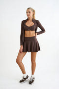 Brown high waist skort Godde888 women's activewear padel tennis