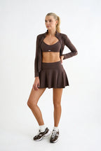 Brown high waist skort Godde888 women's activewear padel tennis